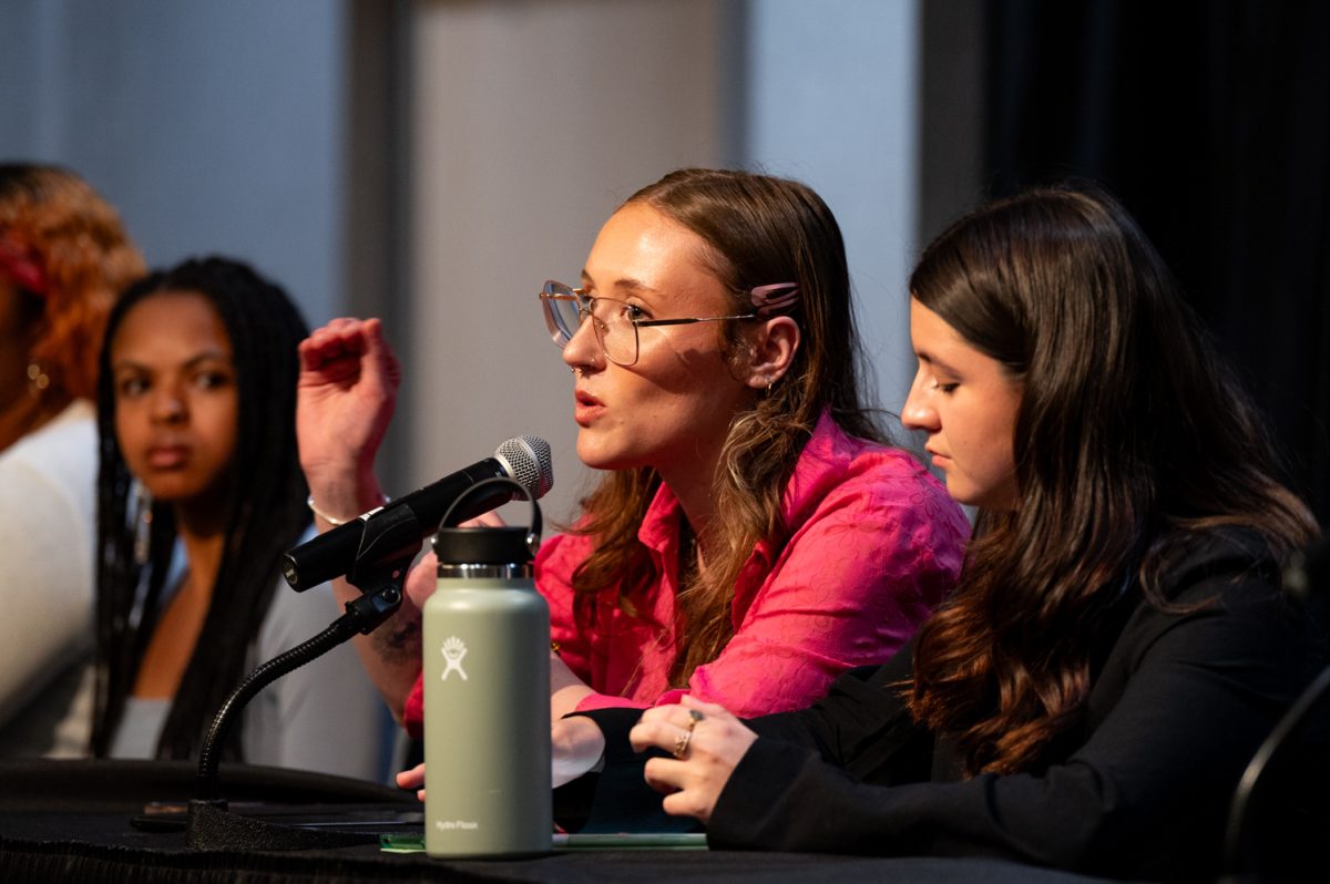 ASCSU Presidential Candidate Jorja Whyte talks about the responsibilites of the position at the ASCSU Presidential and Vice Presidential Debates.