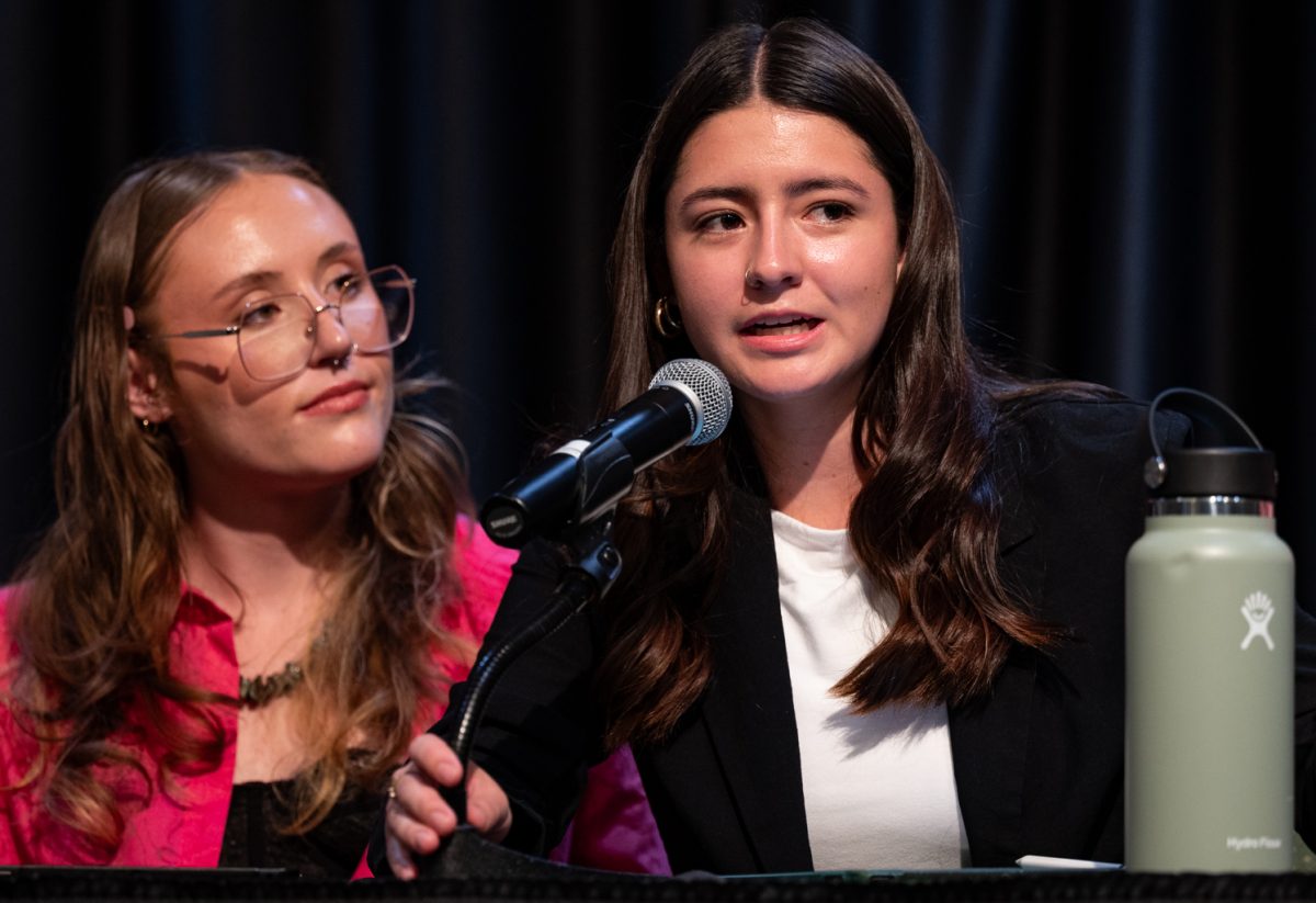 ASCSU Vice Presidential Candidate Leticia Madrigal-Tapia discusses affordability at the ASCSU Presidential and Vice Presidential Debate.
