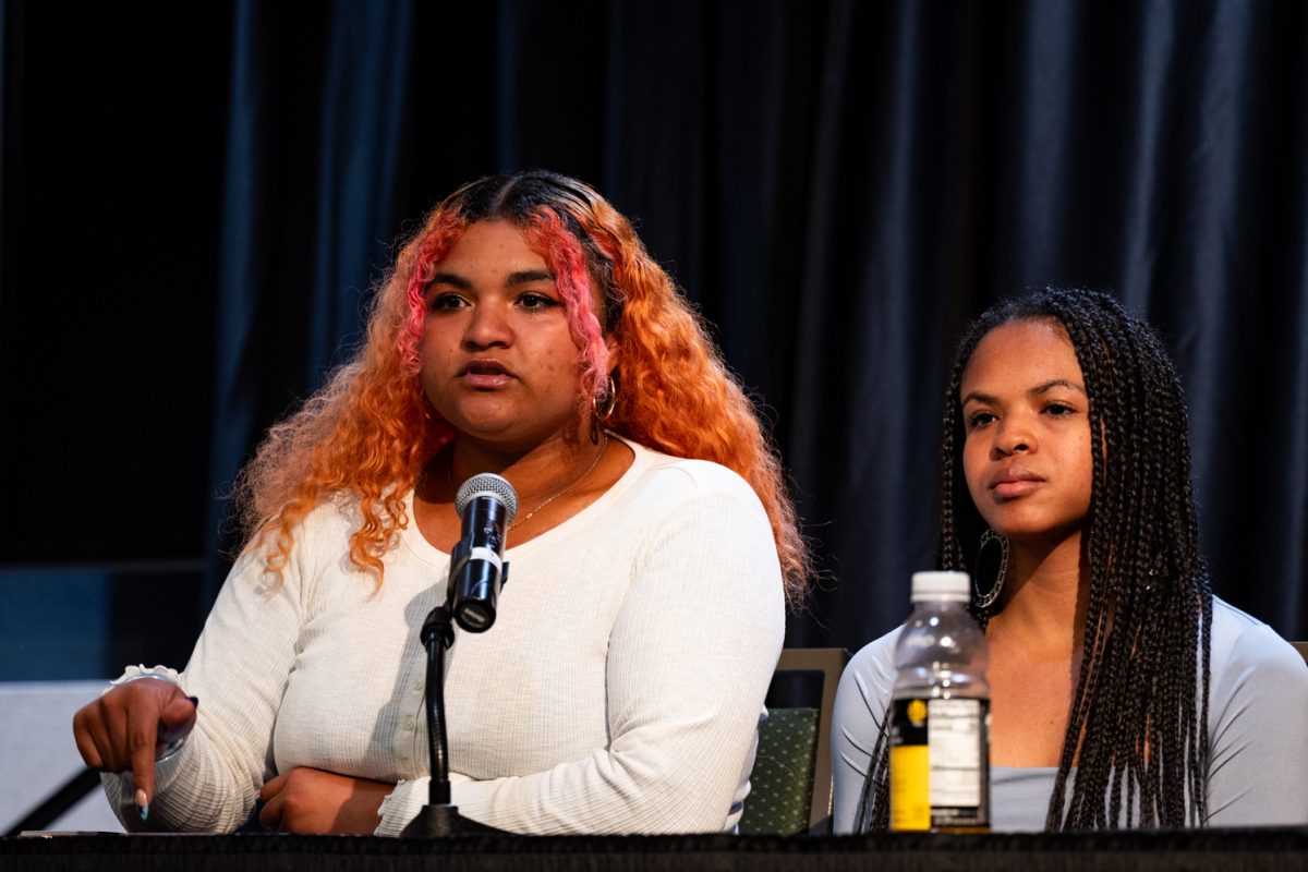 ASCSU Vice Presidential Candidate Ava Ayala talks during the ASCSU Presidential and Vice Presidential Debates.