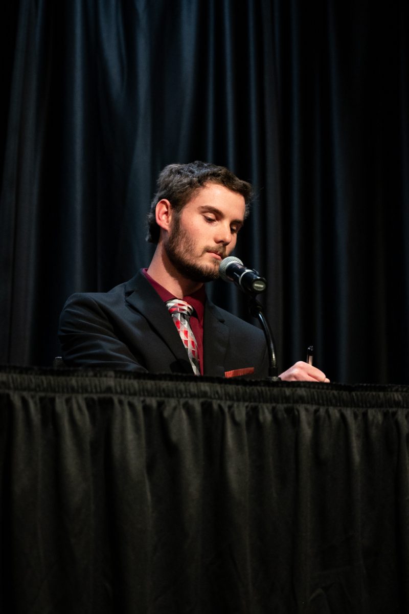 ASCSU Speaker of the Senate Candidate Hayden Taylor waits for the ASCSU Speaker of the Senate Debate to begin.
