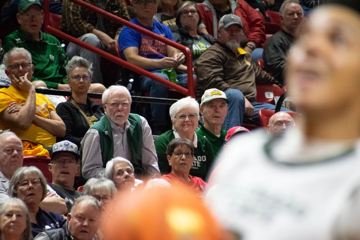 Colorado State University fan Janice Lynch, nicknamed RamGram, smiles during the Mountain West mens basketball championship game of CSU against San Jose State University March 13. CSU won 72-62.