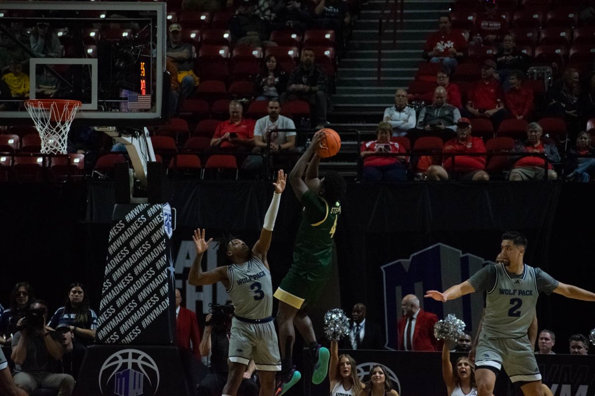 CSU guard Isaiah Stevens goes up for a jump shot in the CSU vs. Nevada game during the Mountain West Mens Basketball Championships on March 14. Colorado State won 85-78.