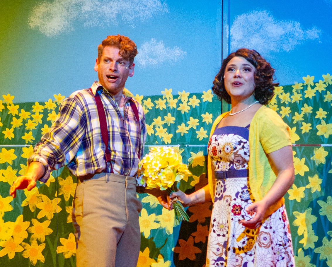 Brikaih Floré and Scott Hurst, playing Sandra Bloom and Edward Bloom respectively in the Big Fish musical production, perform during the dress rehearsal at the Lincoln Center in Fort Collins, CO March 22. (Samantha Nordstrom | The Collegian)