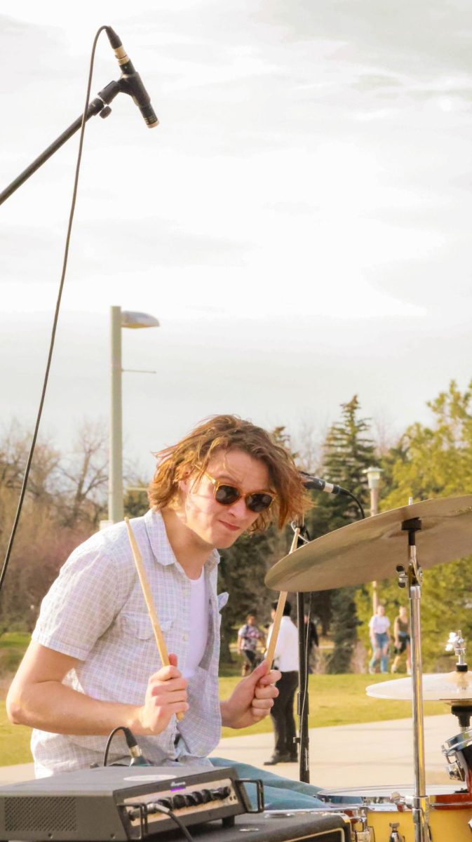 Will Ehrhart keeps the beat for Jesus Christ Taxi Driver at Fools Fest at Colorado State University April 4.