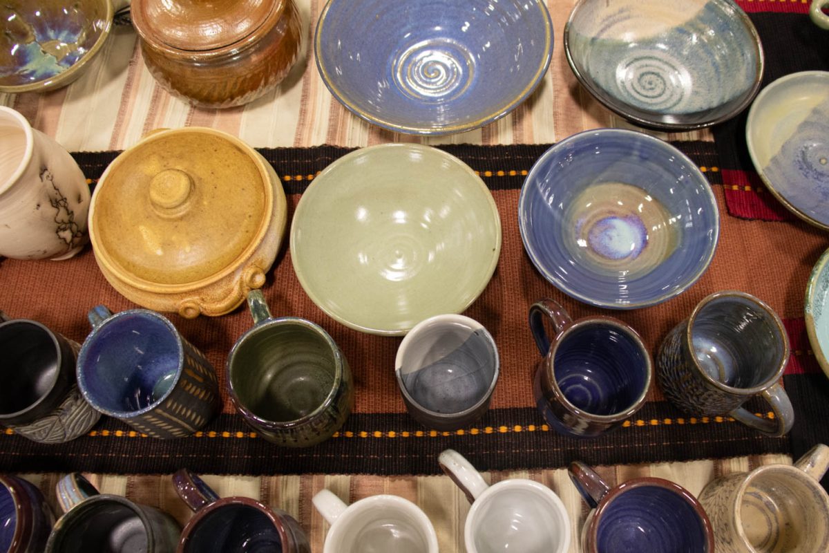 Ceramic pieces sit on display for sale at the Spring Artisan Market at Fort Collins Senior Center April 13.