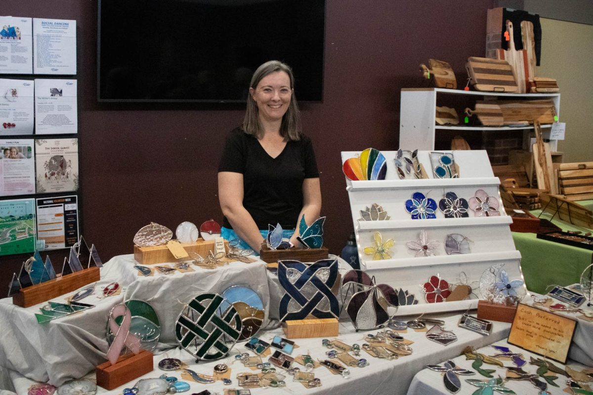 Lea Rodningen runs her booth selling her stained glass during the Spring Artisan Market at Fort Collins Senior Center April 13.