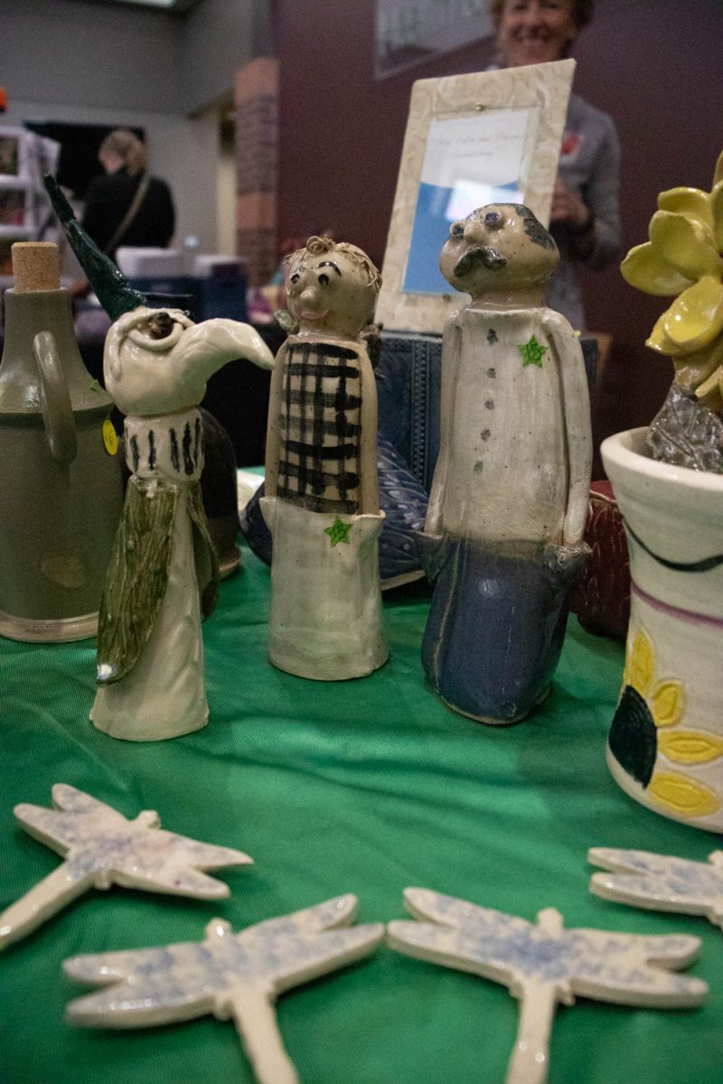 Ceramic pieces from the business Pottery By Beth sit on display during the Spring Artisan Market at Fort Collins Senior Center April 13.