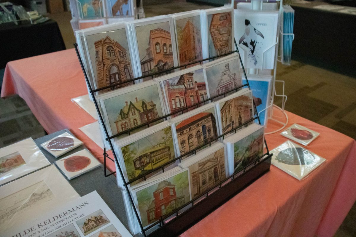 Prints for sale from Hildy Kay sit on display during the Spring Artisan Market at Fort Collins Senior Center April 13.