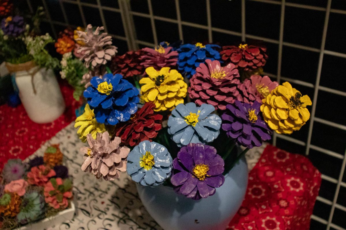 Pinecone flowers for sale sit on display during the Spring Artisan Market at Fort Collins Senior Center April 13.