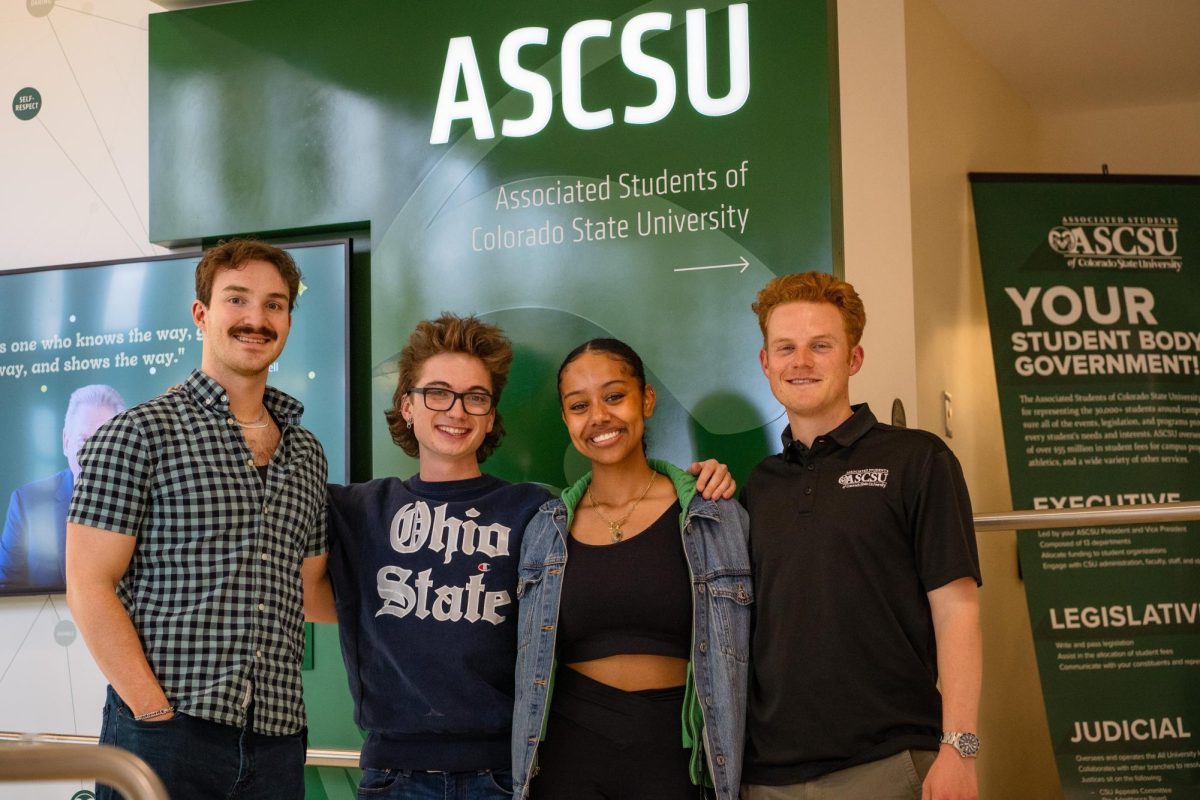 Associated Students of Colorado State University Director of Governmental Affairs Michale Stella, Vice President Alex Silverhart, Director of Traditions and Programs Meron Siyoum and Director of Finance Ashton Duffield stand in front of the ASCSU office in the Lory Student Center. Im really, really grateful that I got involved when I did, Silverhart said. I do feel like I am such a better leader, I am such a better individual and such a better person because of my experiences here.”