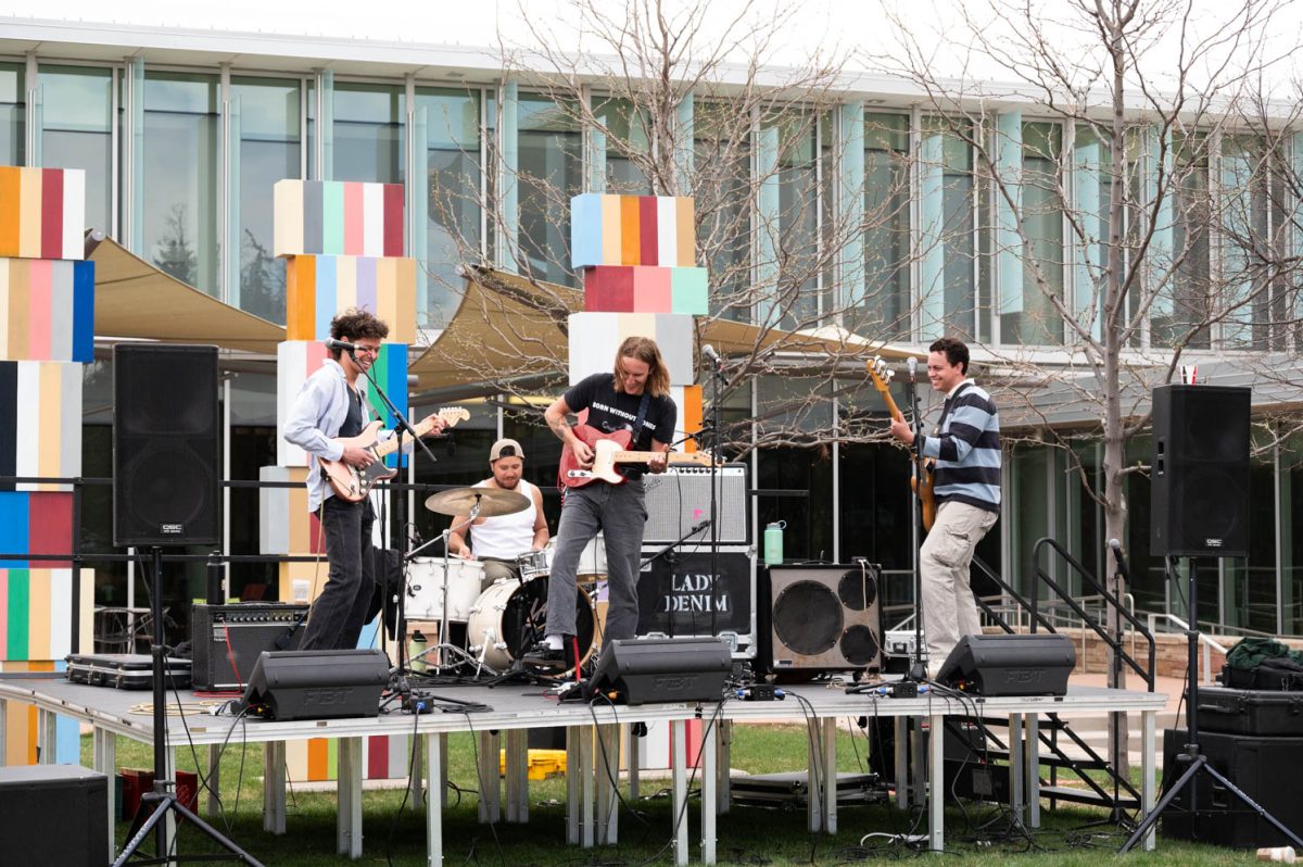 Band Lady Denim preforms on the Lory Student Center West Lawn during the Colorado State University Earth Day Festival on April 22