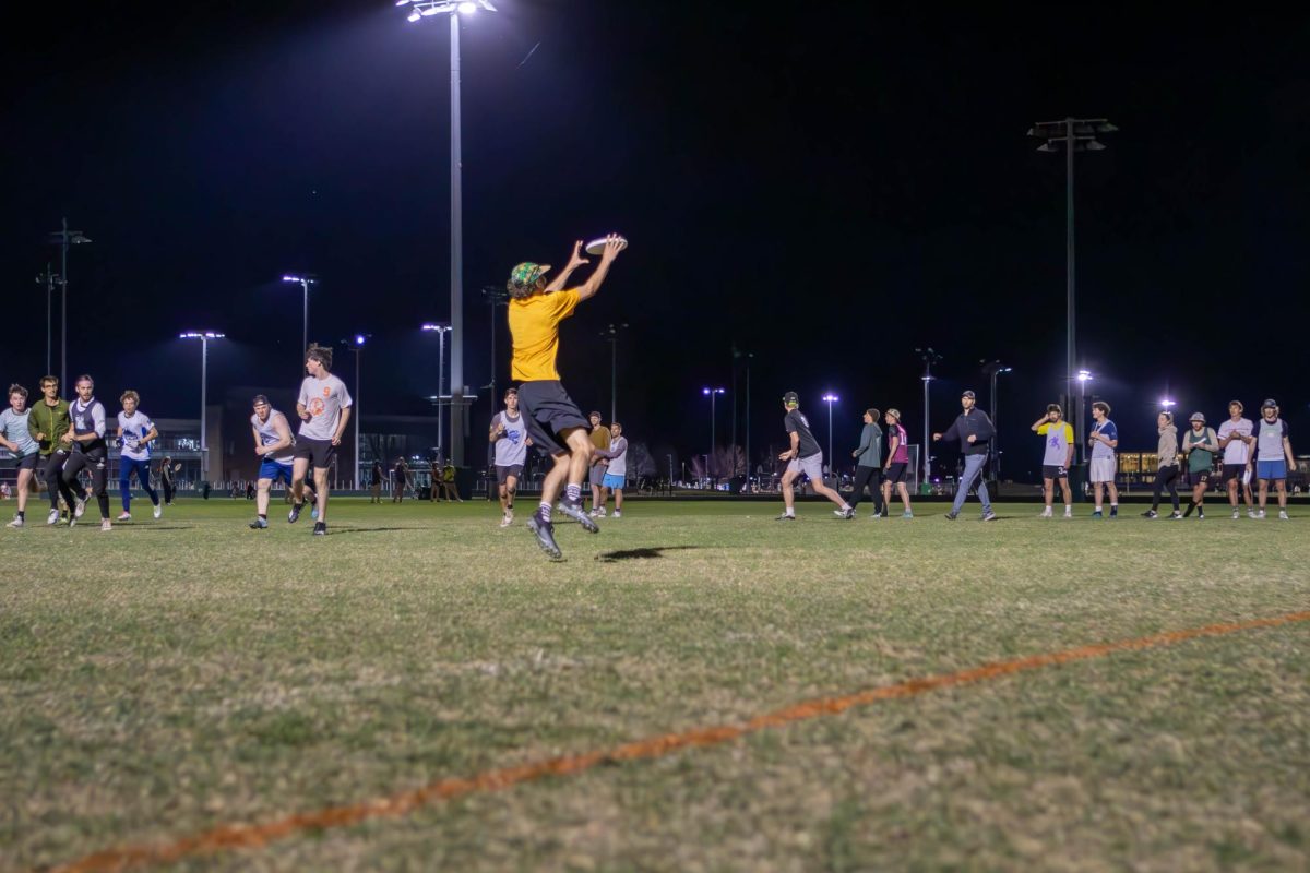 The Colorado State University Mens Ultimate Frisbee club team, "Hibida" practices for their upcoming tournament. Apr. 4.