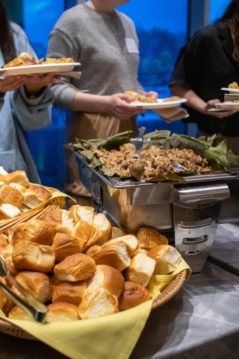 Kalua pig and Kings Hawaiian rolls are a few of many delicious Hawaiian dishes that were served at the Asian Pacific American Cultural Center's 40th birthday lūʻau