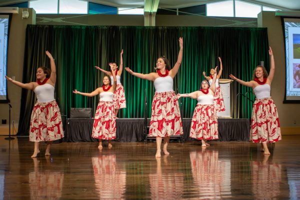 Colorado State University students dance to Ulupalakua at the Asian Pacific American Cultural Centers 40th anniversary luau April 20.