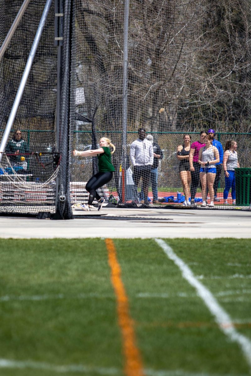 Mya Lesnar participates in women's hammer throws. Apr. 28.