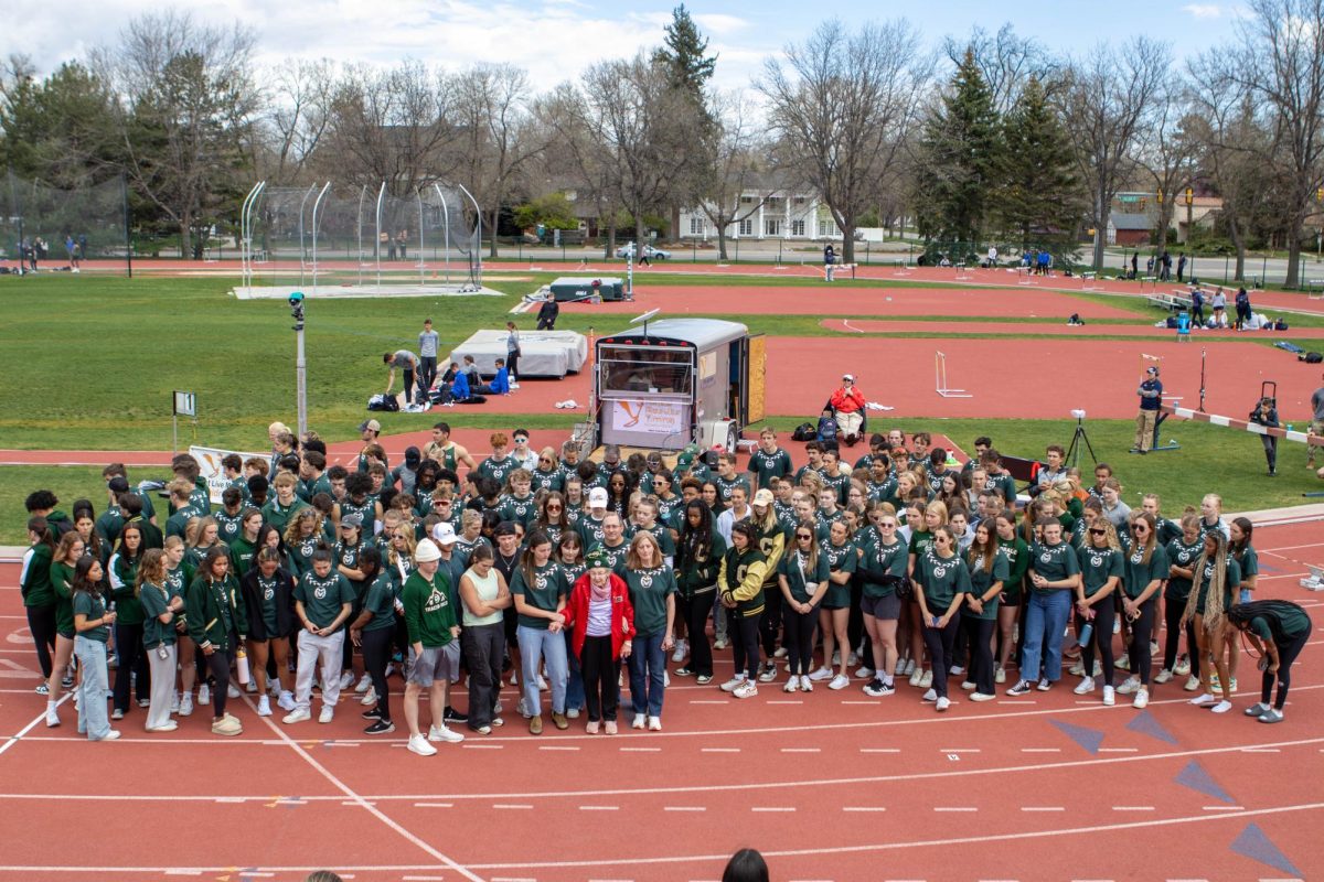 Colorado State University students and athletes pack the track April 28 to honor Colton Kaase, a CSU student-athlete who died last summer.