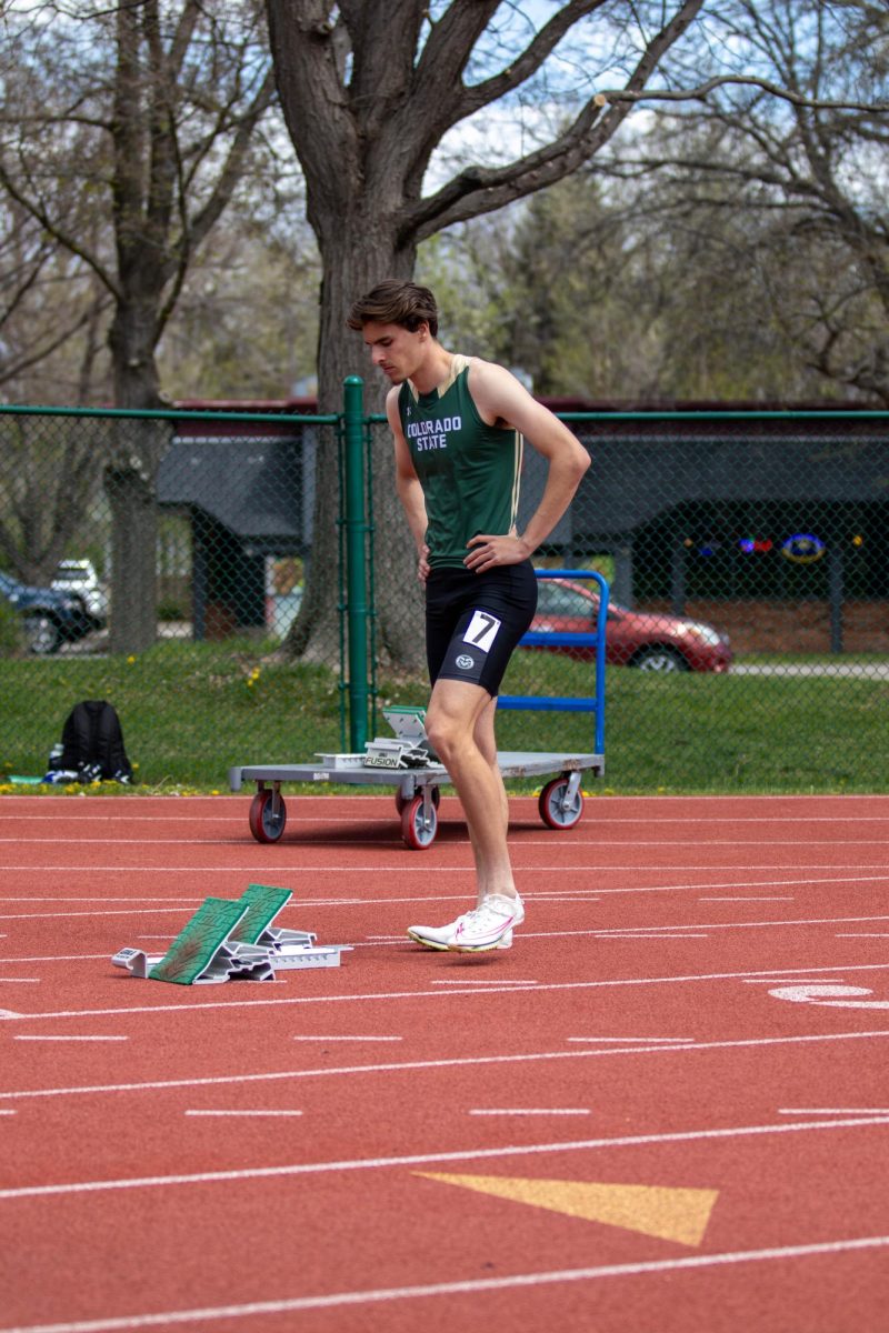 Freshman, Noah Zucker prepares for the mens 200 meter dash at the Doug Max Invitational.