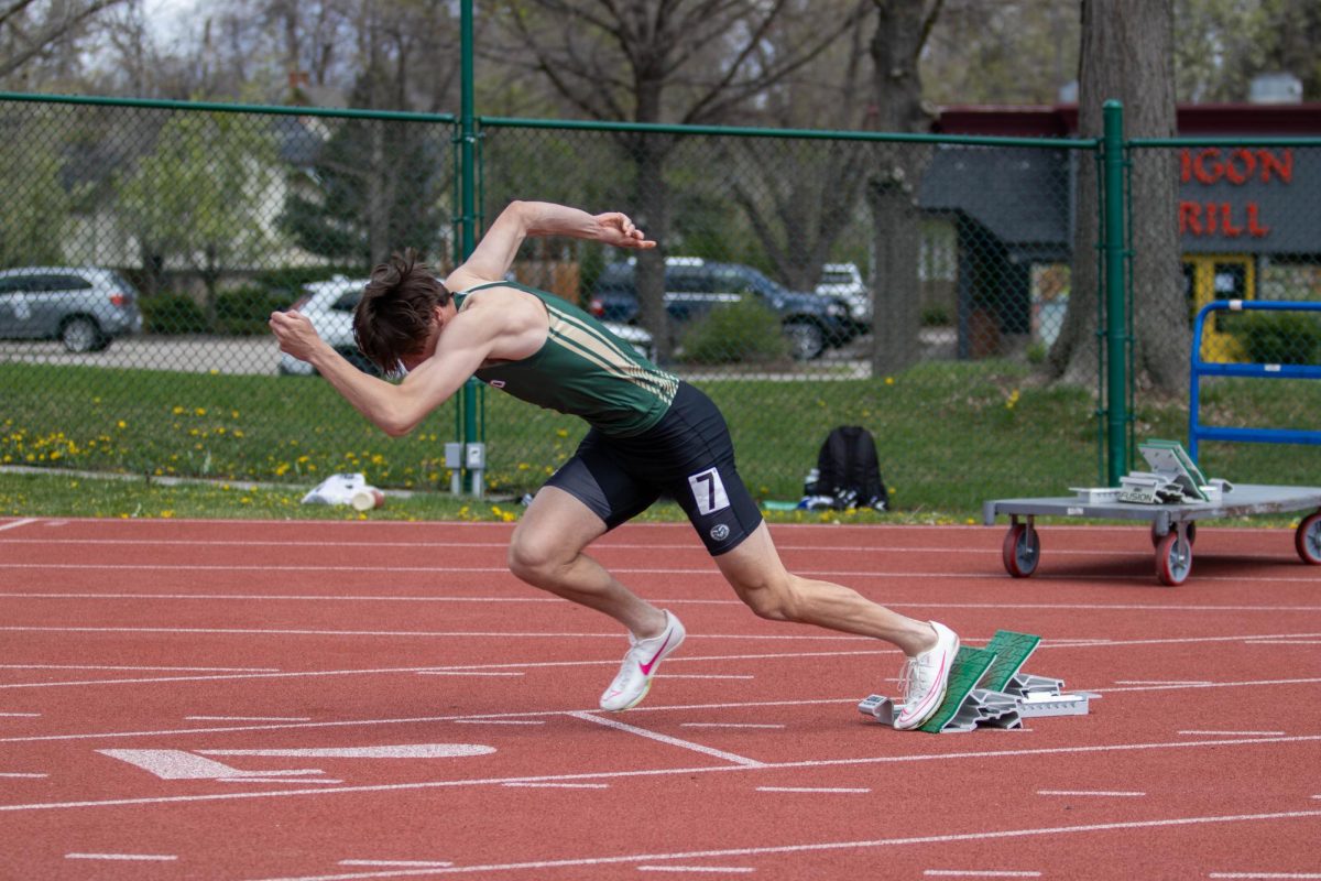 Freshman, Noah Zucker prepares for the mens 200 meter dash at the Doug Max Invitational.