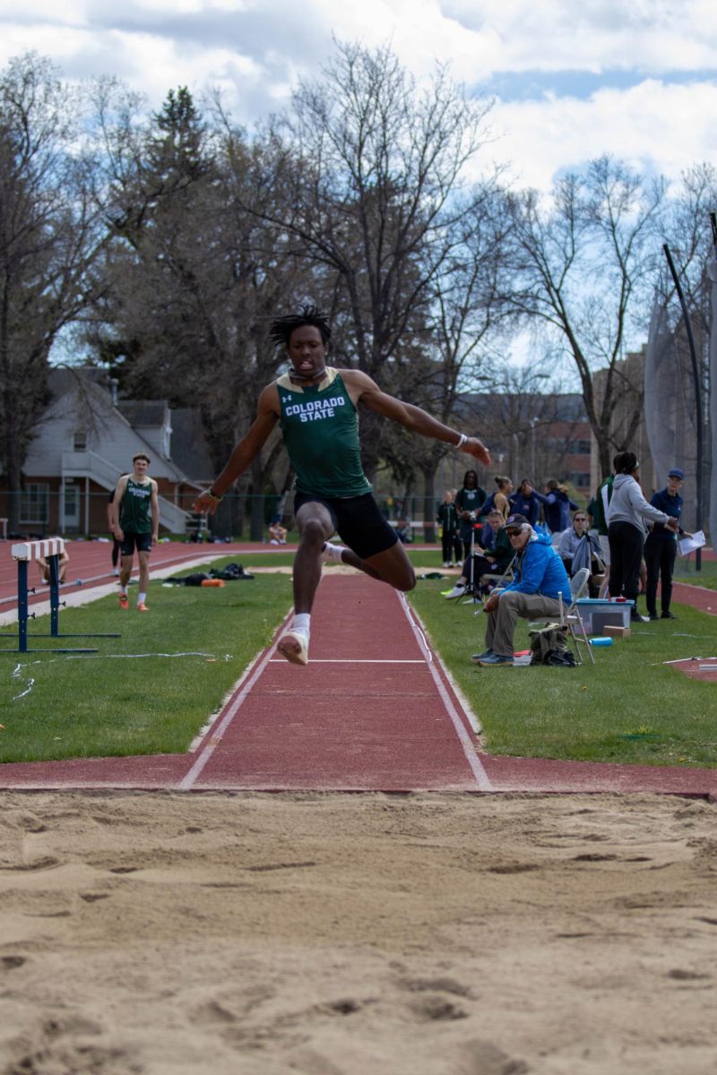 Jamison Taylor participates in the triple jump at the Doug Max Invitational held at the Jack Christiansen Track at Colorado State University. Apr. 28.
