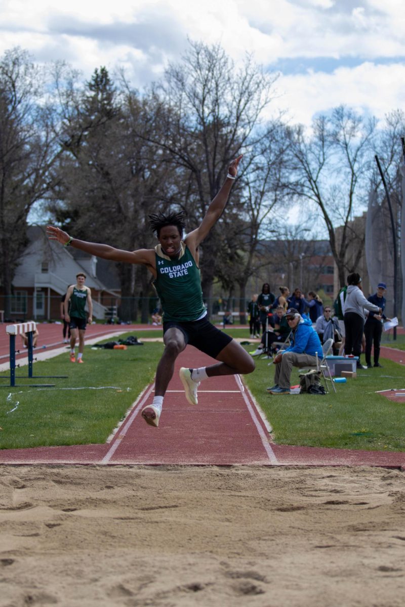 Jamison Taylor participates in the triple jump at the Doug Max Invitational held at the Jack Christiansen Track at Colorado State University. Apr. 28.