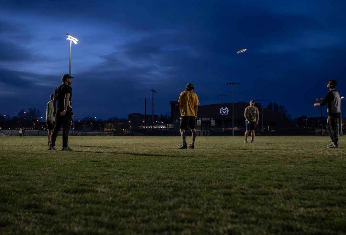 The Colorado State University Mens Ultimate Frisbee club team, "Hibida" practices for their upcoming tournament. Apr. 4.