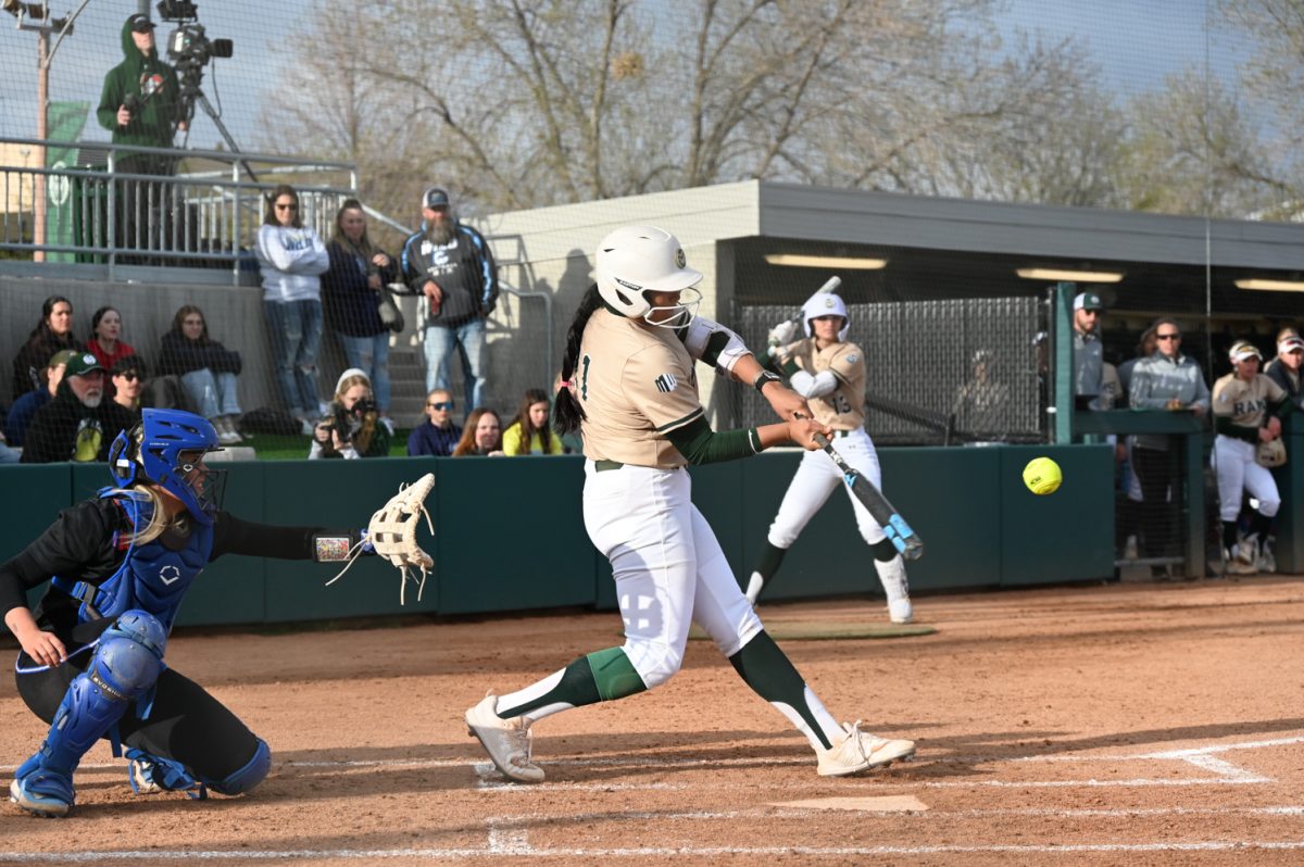 Danielle Serna hits the ball during the Colorado State University vs. Boise State University softball game May 2, 2024. (CSU lost 9-3)
