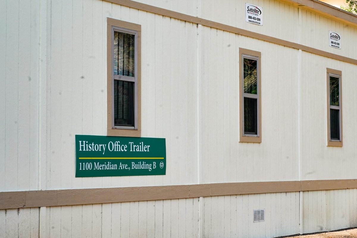The temporary office trailer across from the Alumni Center on Pitkin Street that houses history department faculty during the ongoing construction on the Clark building July 20.