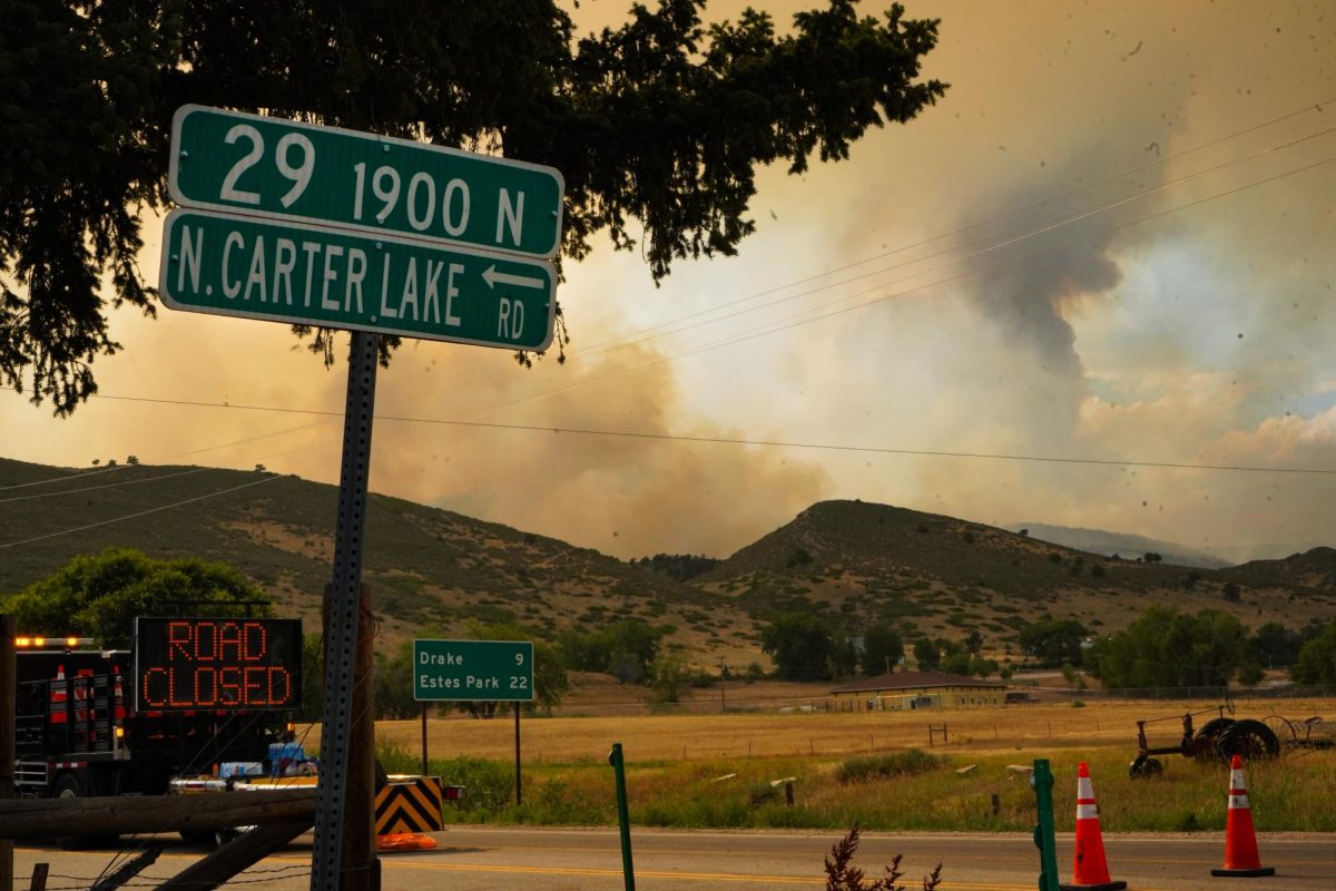 The smoke from the Alexander Mountain Fire burning near U.S. Highway 34 in Larimer County Tuesday, July 30. More than 200 emergency personell have responded to the fire since it was first reported monday morning and residents in the areas surrounding the fire are under mandatory evacuation orders. 