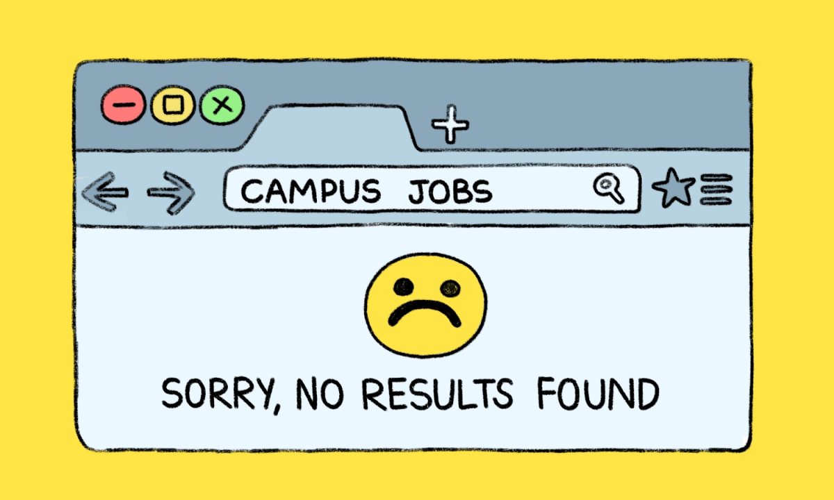 Web browser graphic with the search campus jobs and no results