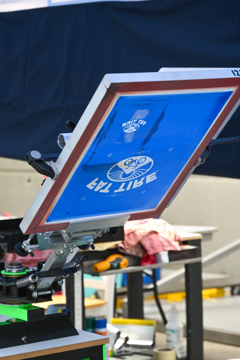 An open screen print panel at the Fat Tire screen printing station during Tour De Fat on August 24, 2024.