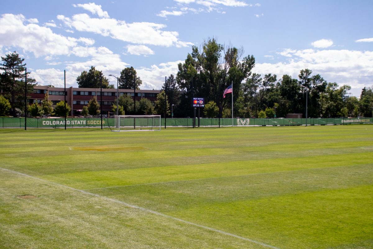 An empty soccer field