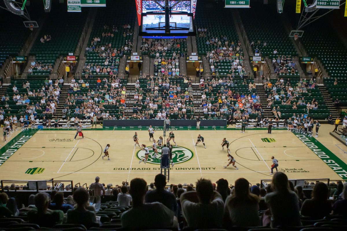 Colorado State University's volleyball team plays against Michigan State University in Moby Arena Aug. 31. CSU lost to Michigan State 3-1.