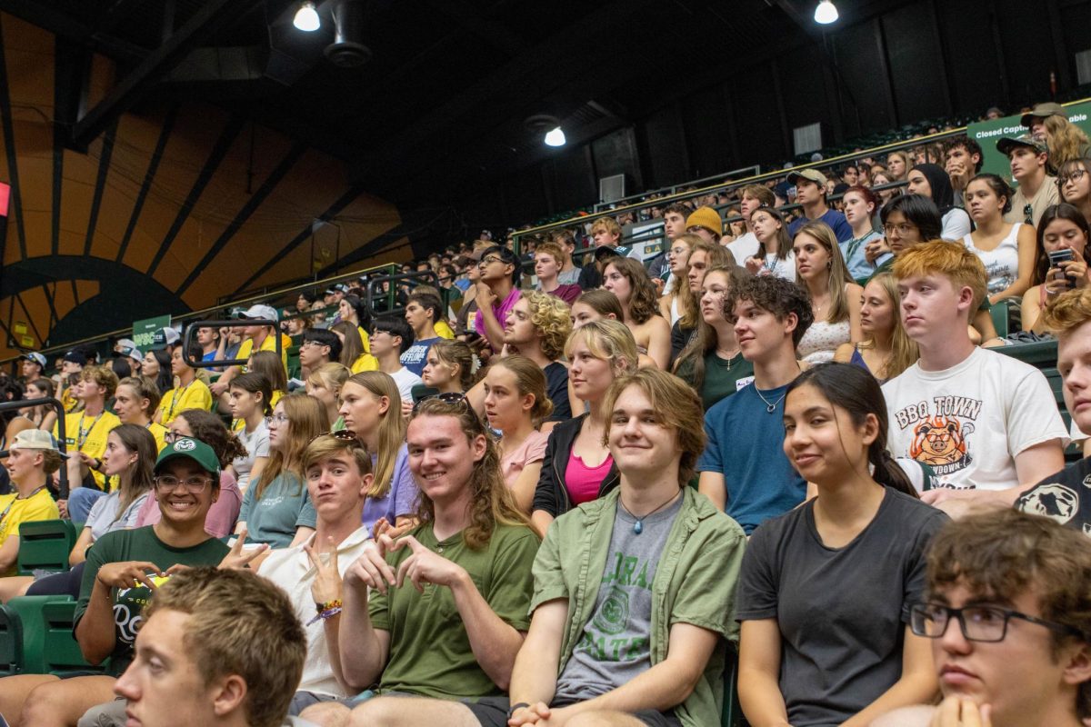 The class of 2028 at Colorado State listens and poses at convocation in Moby Arena. Aug. 16.