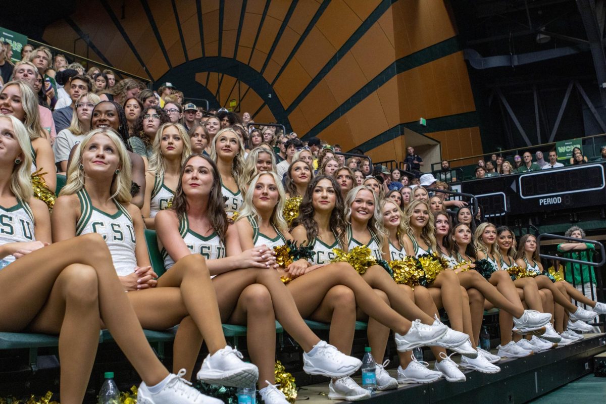 The Golden Poms listen to speakers at convocation at Moby Arena. Aug. 16.