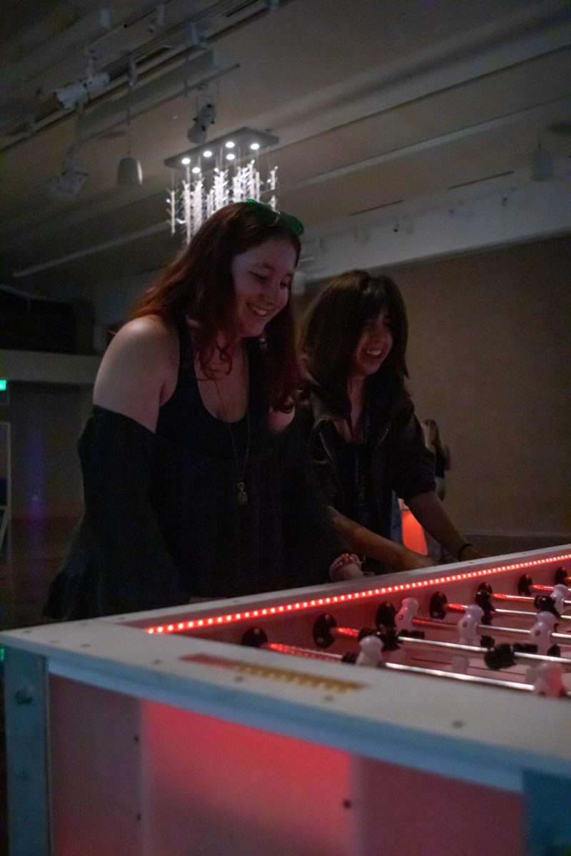 Students play foosball in the game room located in ballroom B at the Lory Student Center during Ramapalooza. Aug.16.