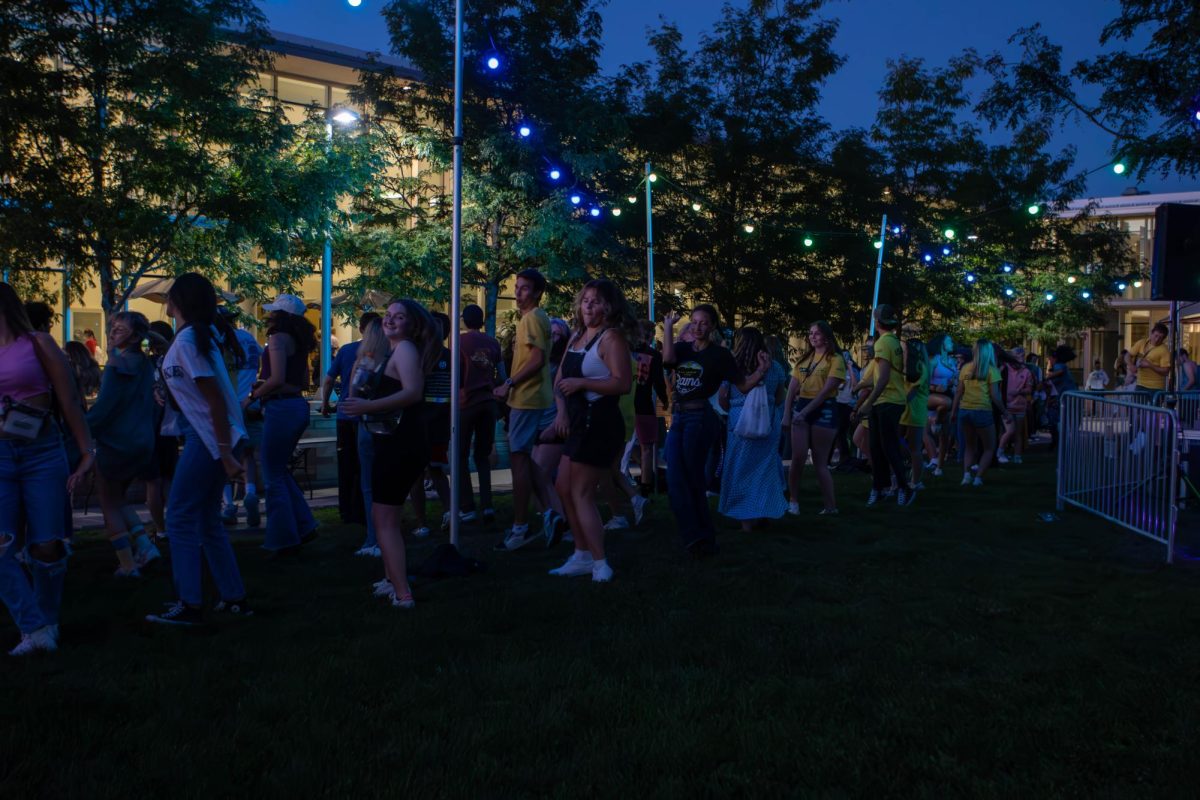 Colorado State University students participate in the cupid shuffle outside of the Lory Student Center at Ramapalooza. Aug.16.
