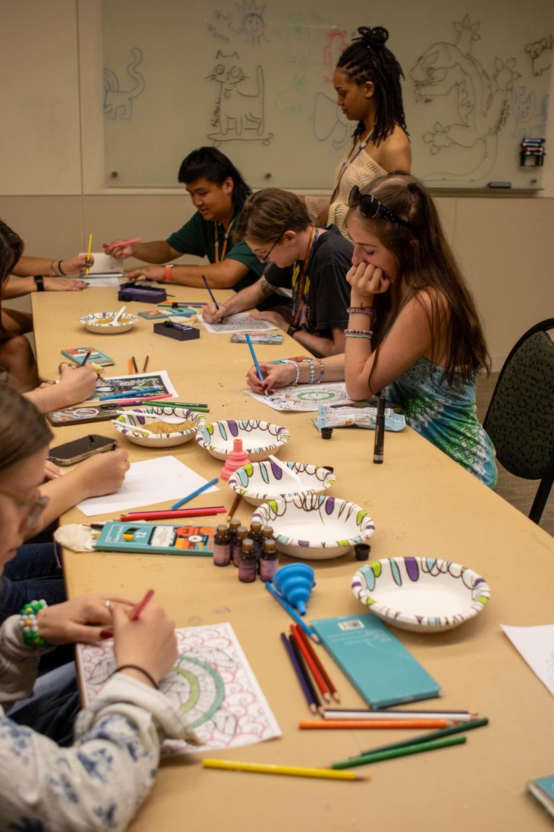 Students take a break from the Ramapalooza fun to color and enjoy each others company. Aug.16.