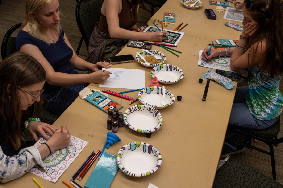 Colorado State University students draw and color with eachother during Ramapalooza in the Lory Student Center. Aug.16.