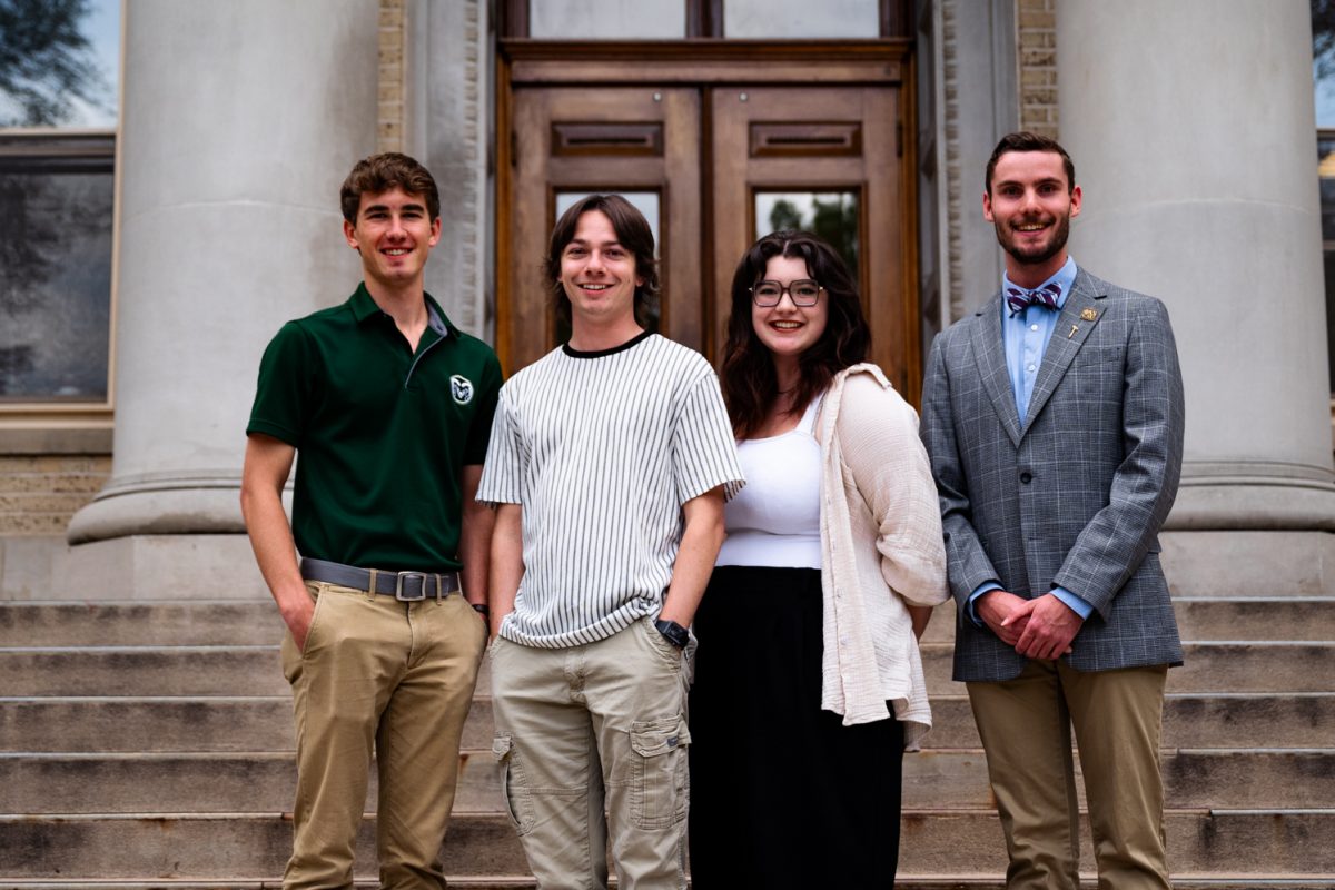 Associated Students of CSU Vice President Braxton Dietz, President Nick DeSalvo, Chief Justice Morgan Wright, and Speaker of the Senate Hayden Taylor stand on the steps of the Administration Building Tuesday, Sept. 9.