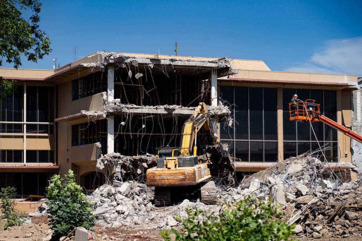 Demolition of Clark B progresses Sept. 12. The renovations, set to be complete by 2027, have seen the removal of the B wing of Clark. 