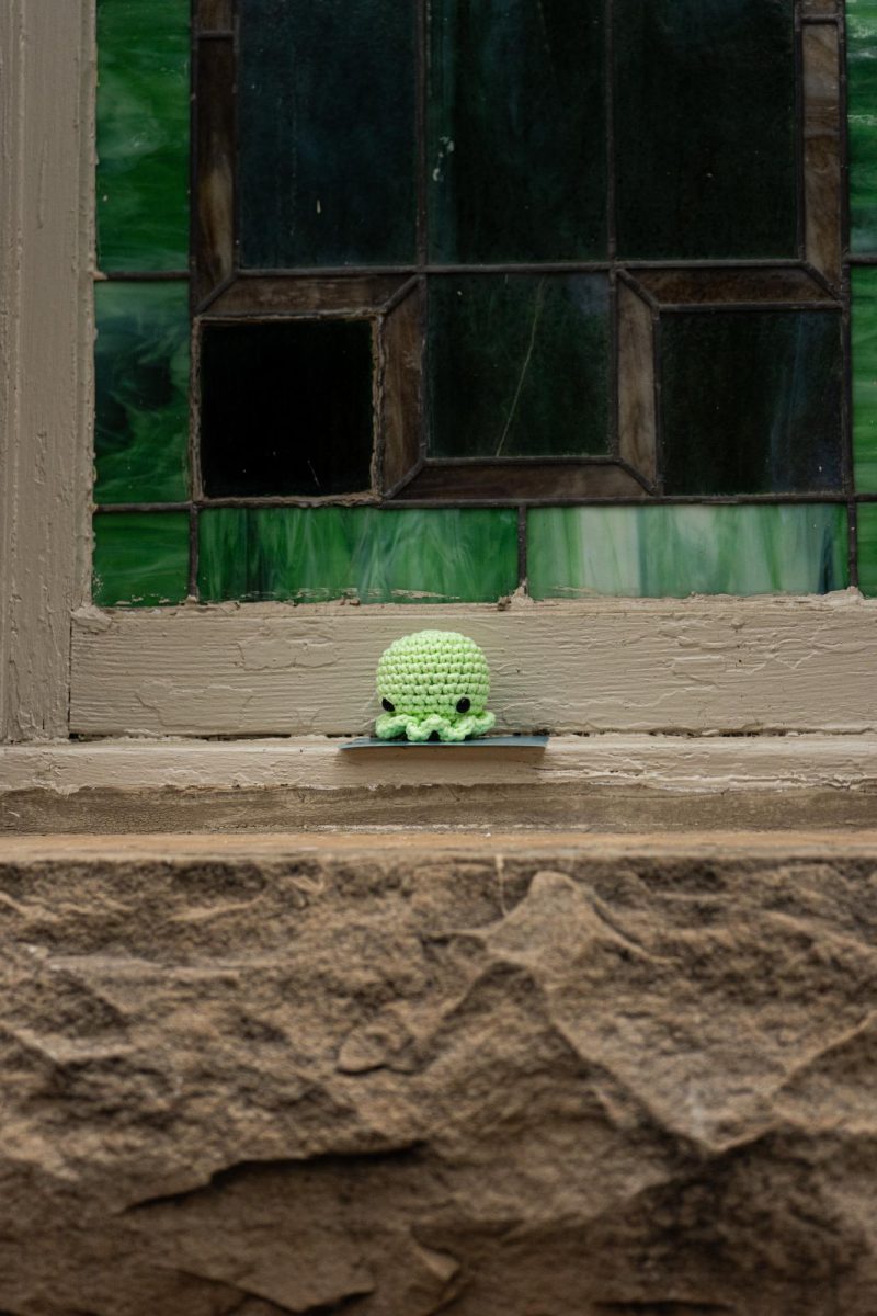 A crocheted octopus by Octopi of CSU sits on the back of the Statistics Building on Sept. 17. All octopi from Octopi of CSU are posted on the group's Instagram page for finders to discover and keep. 