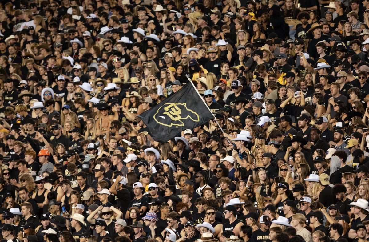 The student section of the Rocky Mountain Showdown football game Sept. 16, 2023. The University of Colorado Boulder hosted the game at Folsom Field. 