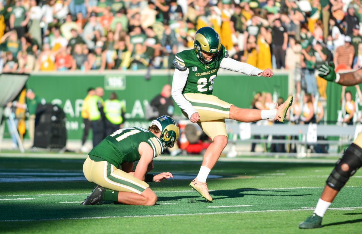 Player in green jersey kicking a ball.