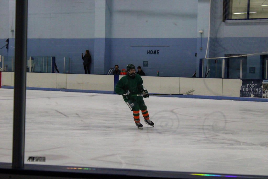 A Colorado State hockey player runs practice drills Oct. 1.