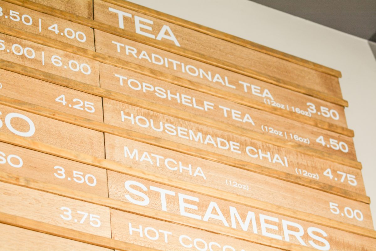 An order board with multiple Chai options