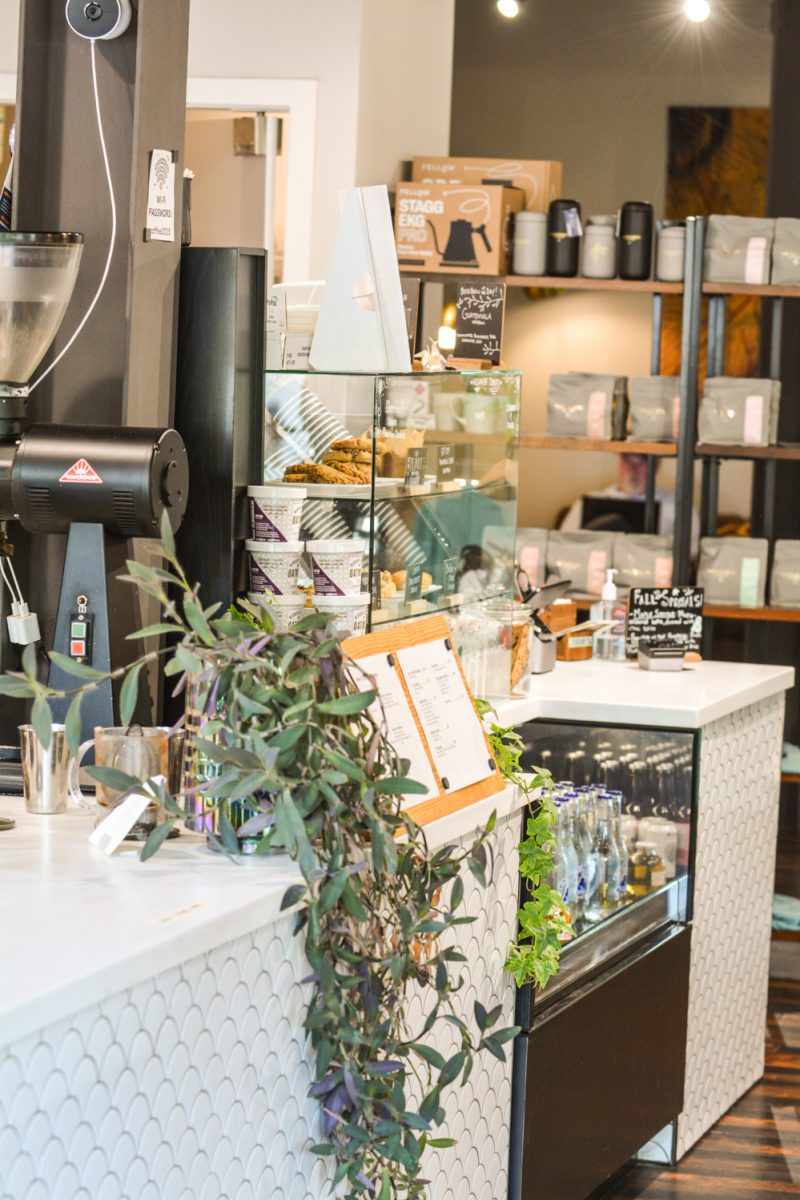 A shot of a coffee shop ordering station