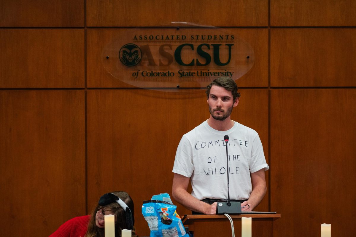 Speaker of the Senate Hayden Taylor wore a white shirt with "committee of the whole" written on it as his Halloween costume Wednesday, Oct. 30. Members of the Associated Students of CSU donned costumes in honor of the holiday during their weekly senate session. 