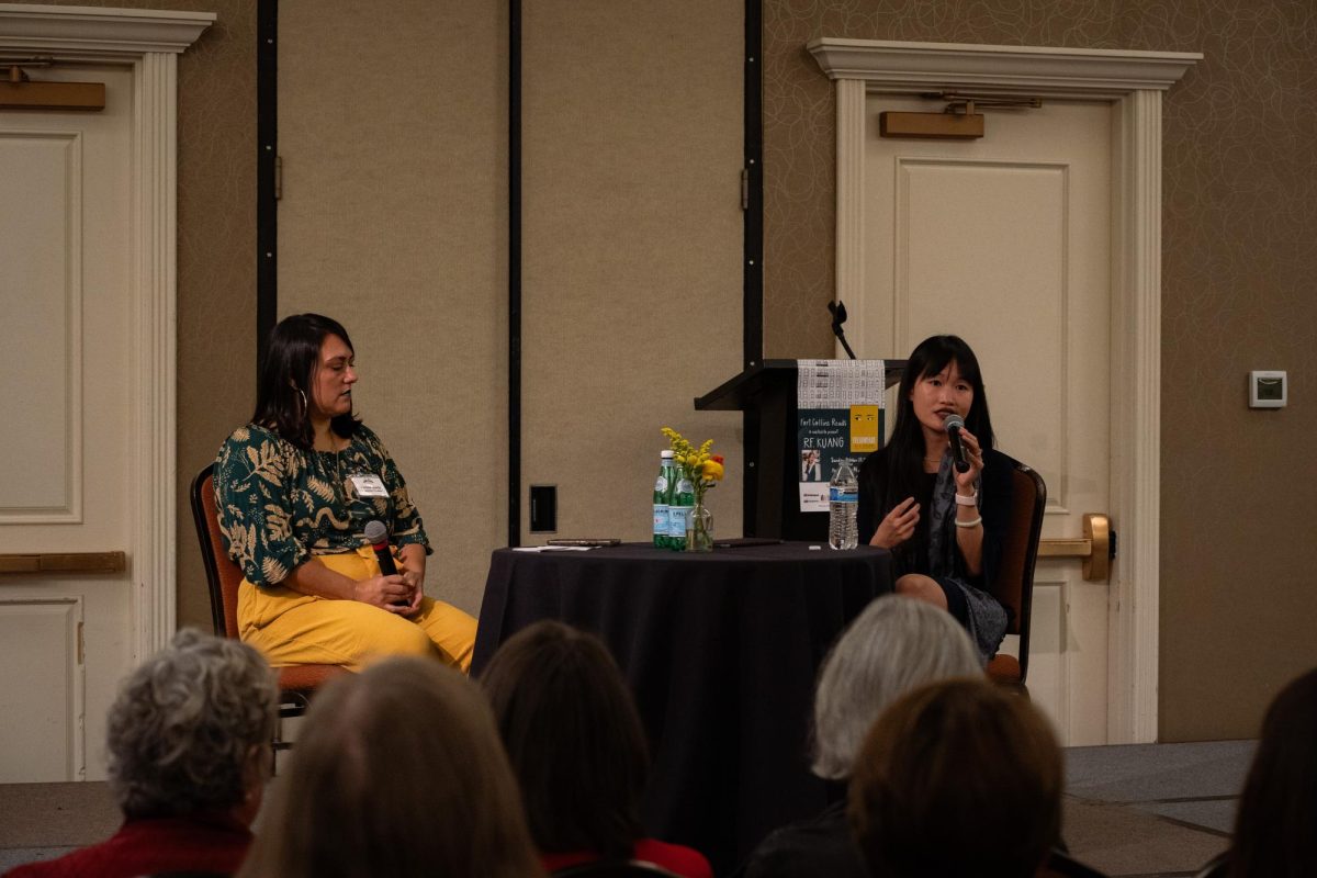 Author Rebecca F. Kuang takes audience questions with Teresa Steele, Fort Collins Reads Reads Committee Co-Chair. Kuang spoke about her work and journey as an author at the Fort Collins Marriott Oct. 27 followed by a book signing. 