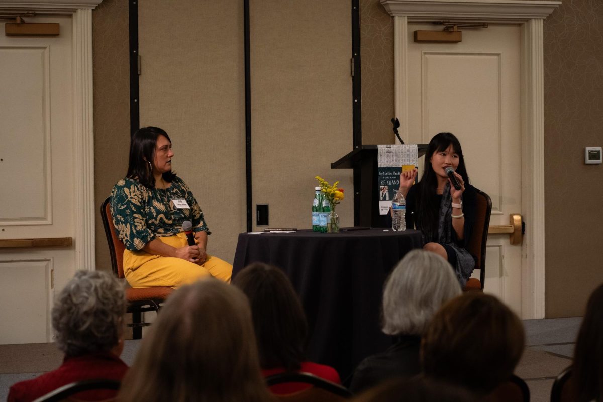 Author Rebecca F. Kuang takes audience questions with Teresa Steele, Fort Collins Reads Committee Co-Chair. Kuang spoke about her work and journey as an author at the Fort Collins Marriott Oct. 27 followed by a book signing. 