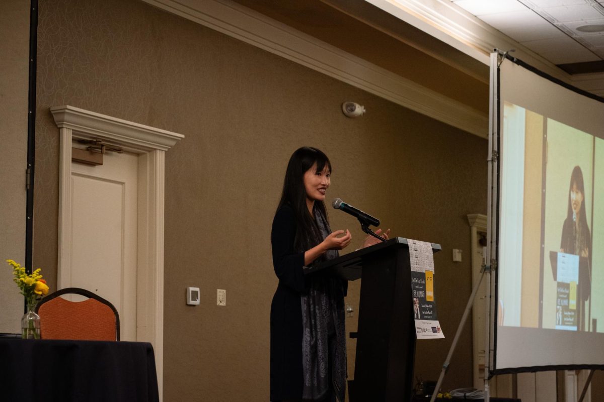 Author Rebecca F. Kuang discusses her books and experience in the literary field at the Fort Collins Marriott Oct. 27. Kuang's 2023 book, "Yellowface," is the Fort Collins 2024 City-Wide Read. 